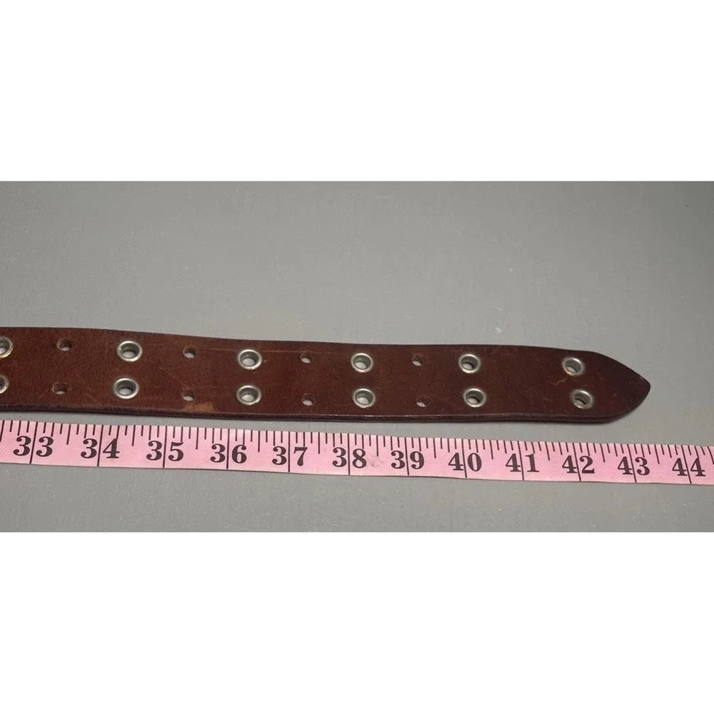 Aeropostale Studded Brown Leather Double Prong 9916 Belt Size L